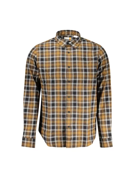 Koszula Timberland z kołnierzem z długim rękawem brązowa