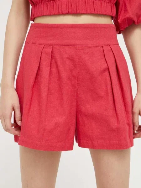 Lanene kratke hlače Abercrombie & Fitch roza