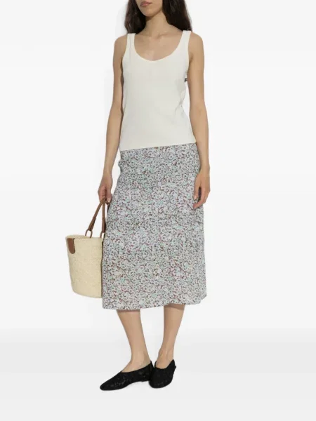 Gėlėtas raštuotas midi sijonas Tory Burch a eilutė mėlyna