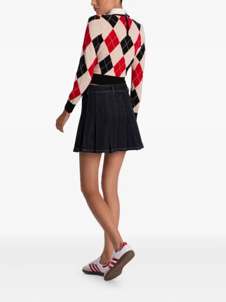 Плисирана дънкова пола Alice + Olivia синьо