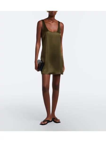 Rochie Leset din satin verde