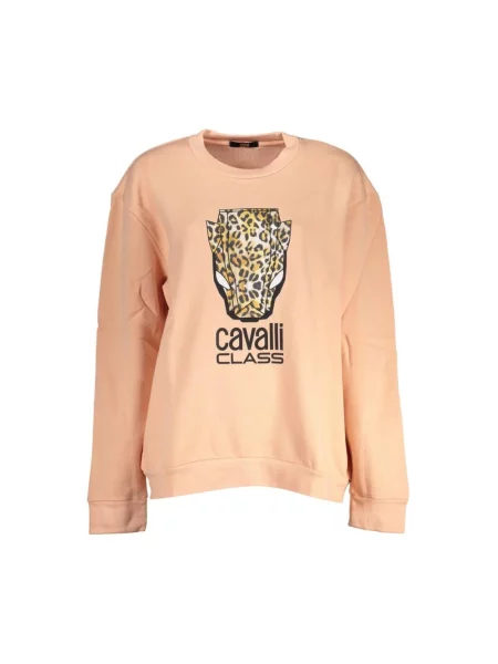 Bluza Cavalli Class elegancka w panterkę różowa