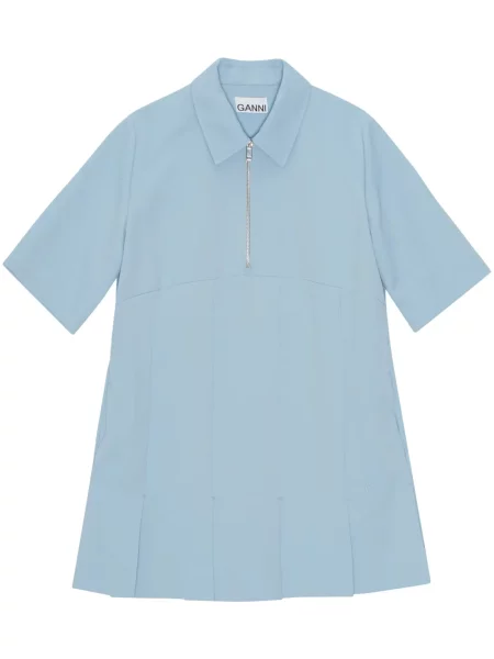 Sukienka mini Ganni z twillu niebieska