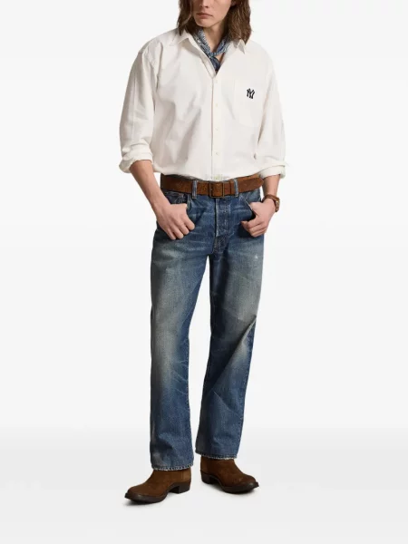 Prugasta lanena šilterica Polo Ralph Lauren bijela