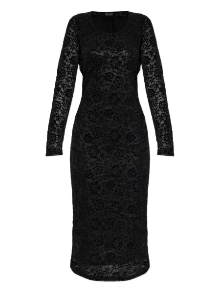 Długa sukienka jeansowa Versace Jeans Couture koronkowa garniturowa czarna