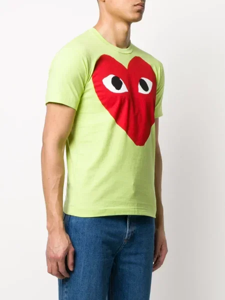 Tričko Comme Des Garçons Play s potiskem s kulatým výstřihem se srdcovým vzorem zelené