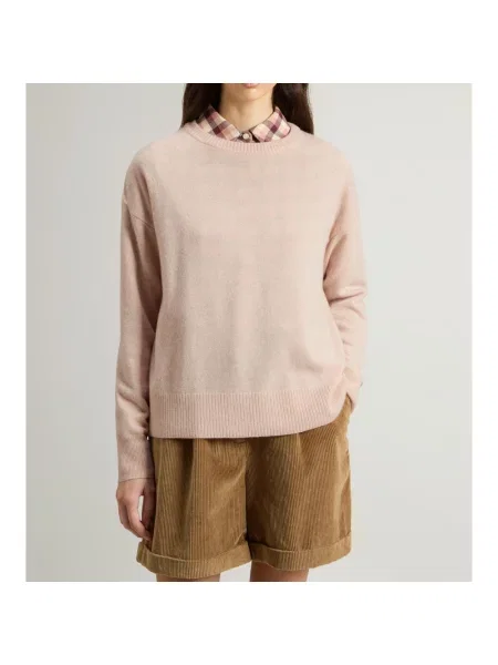 Sweter Woolrich wełniany różowy