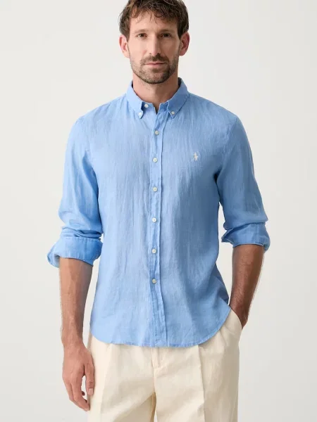 Polo Ralph Lauren srajca lanena modra