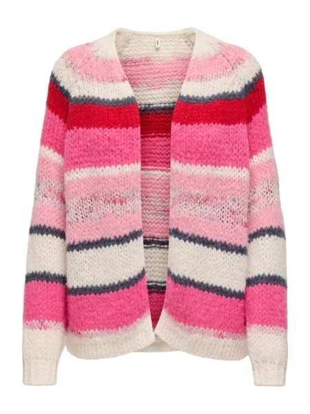 ONLY Geacă tricotată ONLALYSSA / gri / roz / roșu bej