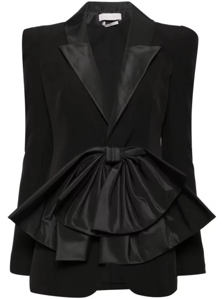 Marynarka Saiid Kobeisy z kokardką jednorzędowa czarna