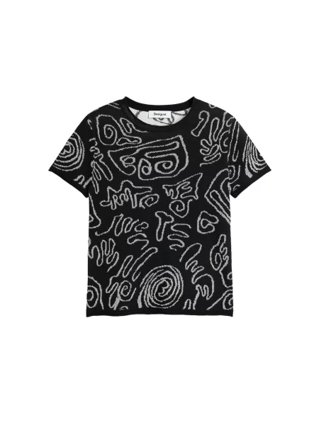 Desigual Tricou negru alb
