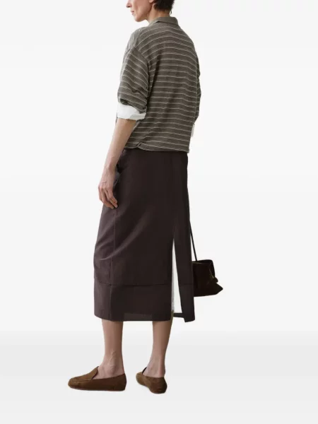 Tricou polo Less de lână maro