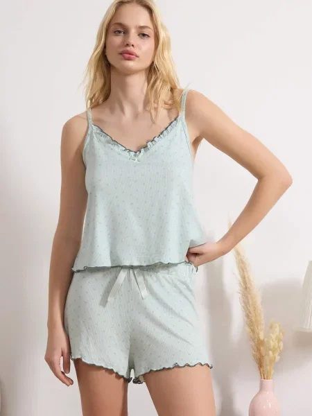 Trendyol Pantaloni scurți turcoaz alb