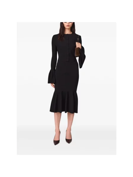 Dzianinowa spódnica midi Stella Mccartney dzwony czarna