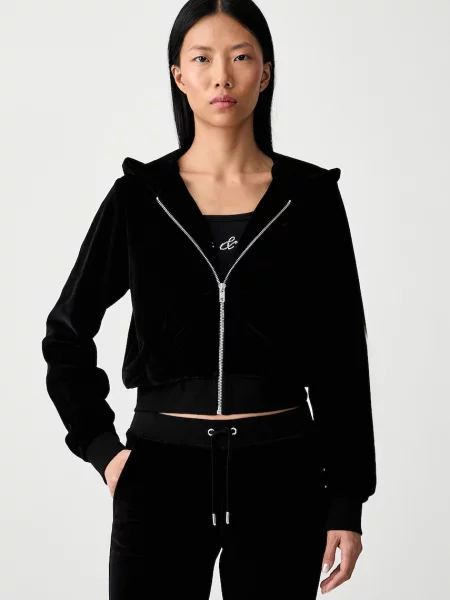 Sporty & Rich Signature Logo Krystal bluza rozpinana z kapturem