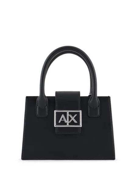 Geantă shopper Armani Exchange cu aplicații negru