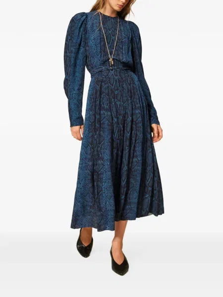 Lung rochie Twinset cu imagine cu decolteu rotund albastru