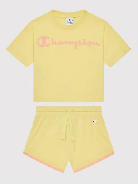 Champion Комплект тишърт и спортни шорти Custom Fit жълт