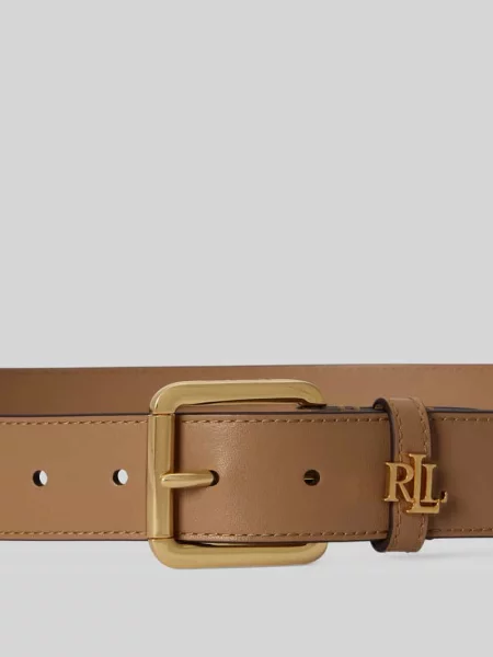 Pasek z naturalnej skóry bydlęcej z detalem z logo Lauren Ralph Lauren