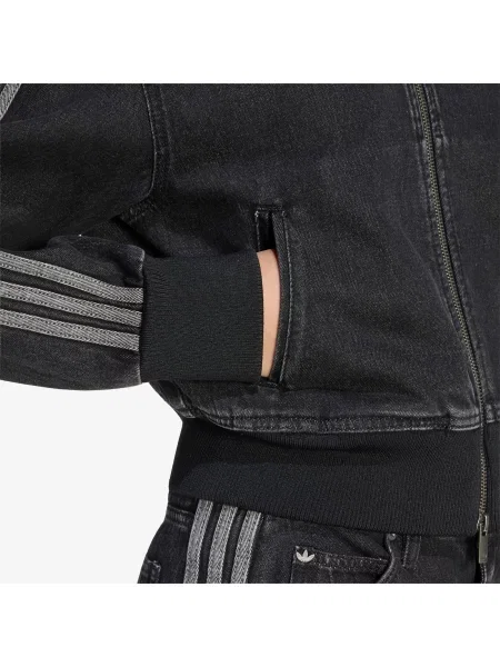 Μπουφάν adidas Firebird Denim Tracktop True Black Denim S μαύρο