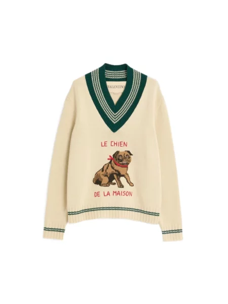 Lniany sweter Valentino beżowy