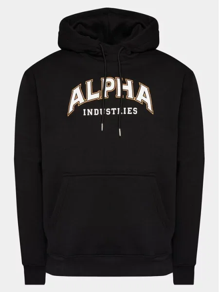 Кофта Alpha Industries College Hoody з капюшоном з принтом чорний