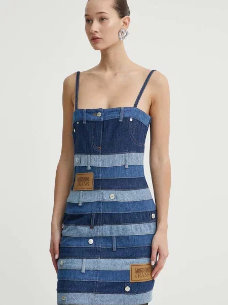 Moschino Jeans sukienka jeansowa mini dopasowana niebieski