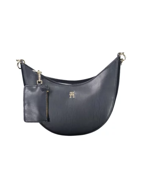 Lniana torebka Tommy Hilfiger niebieska