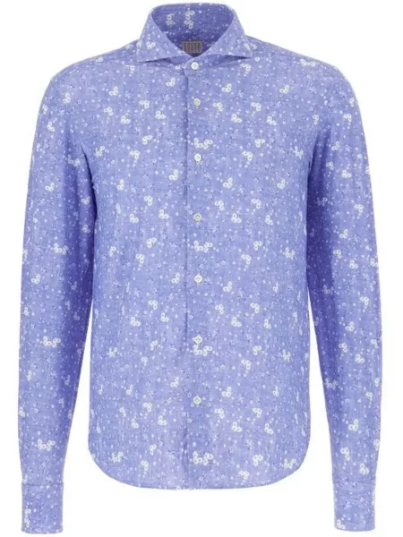 Риза 4ff на цветя с принт синьо
