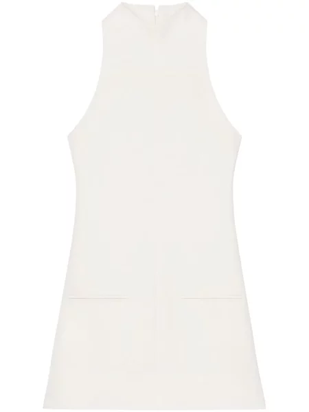 Rochie fără mâneci Courreges fără mâneci din țesătură twill în linie A alb