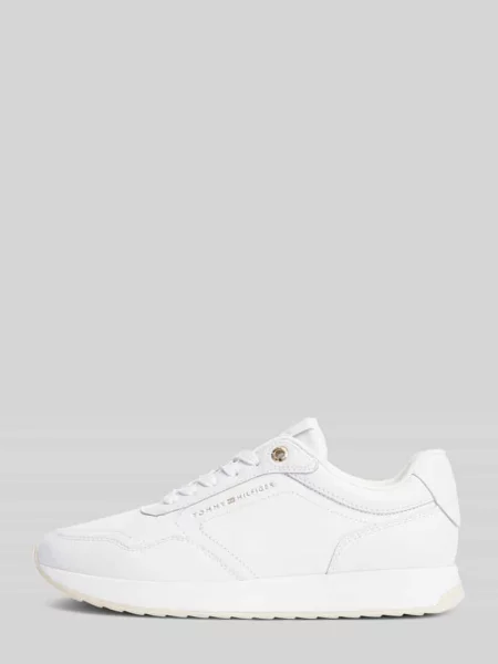 Sneakersy z naturalnej skóry z napisem z logo Tommy Hilfiger białe