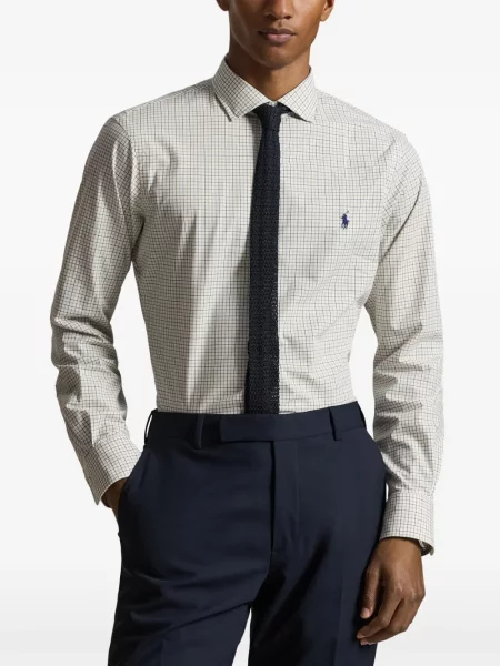 Șapcă Polo Ralph Lauren cu decolteu în V cu autograf în carouri albastru