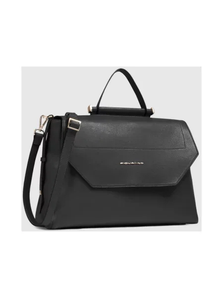 Torba na laptopa Piquadro skórzana czarna