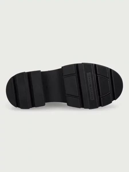Tommy Hilfiger боти челси с платформа дамски от кожа LEATHER CHUNKY CHELSEA BOOT черно