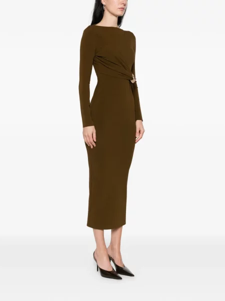 Rochie midi Roland Mouret cu aplicații maro