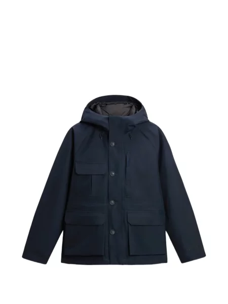 Geacă Woolrich cu glugă albastru