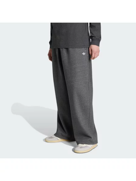 MELANŻOWE SPODNIE TREFOIL ESSENTIALS TYPU BAGGY BEZ MANKIETÓW szare