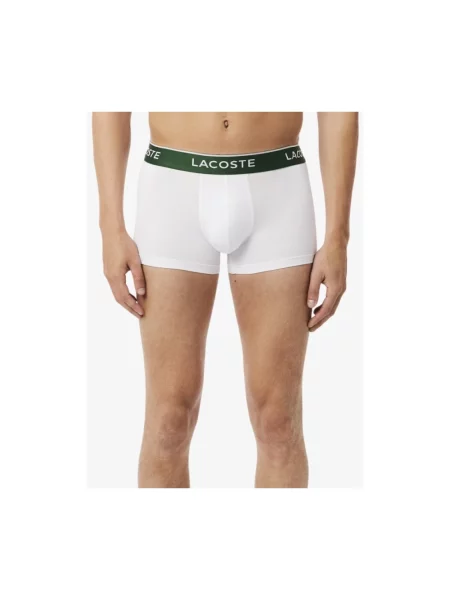 Obcisłe bokserki z elastycznym paskiem z logo w zestawie 3 szt. Lacoste białe