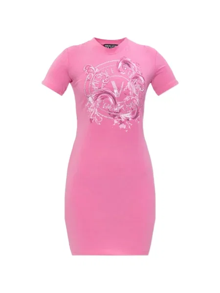 Sukienka jeansowa Versace Jeans Couture różowa