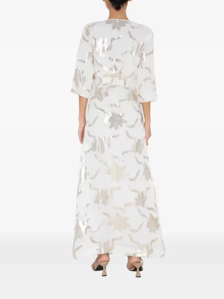 Rochie maxi Charlotta Gandolfo de mătase cu model floral plic alb
