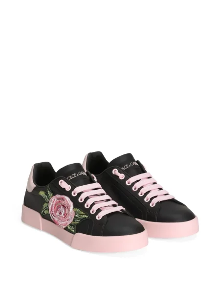 Sneakerși Dolce & Gabbana cu model floral cu imagine negru