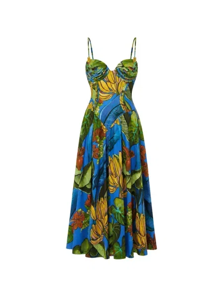 Rochie maxi Farm Rio cu model floral cu imagine albastru