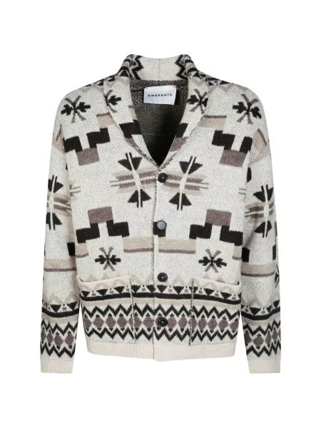 Gulerat cardigan Amaranto cu imprimeu geometric alb