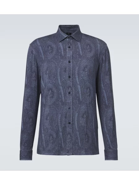 Cămașă Etro din jerseu cu model paisley albastru