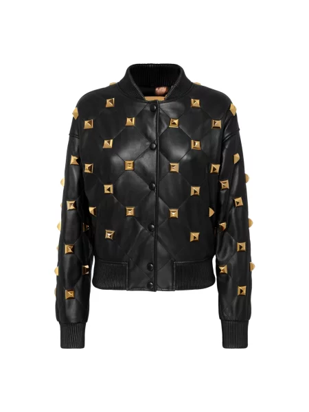 Kurtka skórzana Philipp Plein z ćwiekami czarna