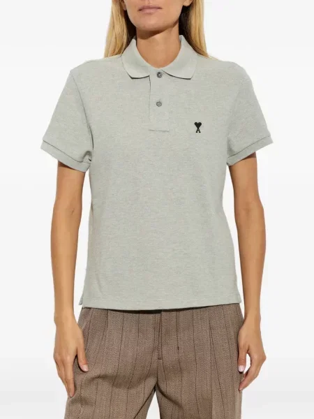 Tricou polo Ami Paris gri