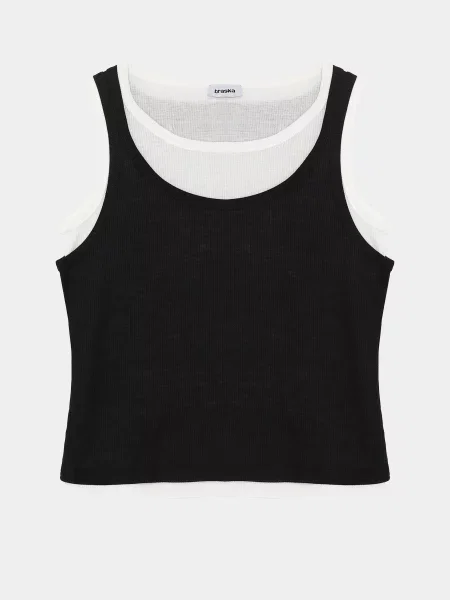 Майка Braska білий/чорний бавовна/віскоза біла