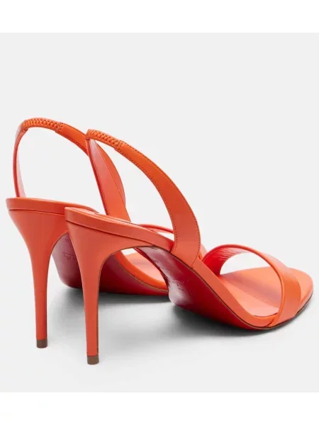 Kožené sandále Christian Louboutin s otvorenou pätou oranžová