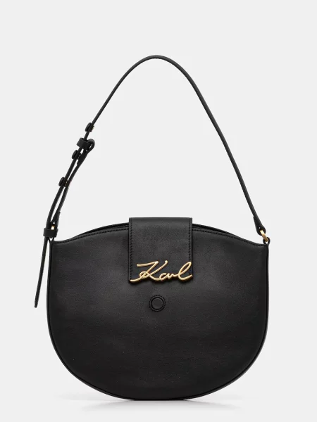 Kožená kabelka Karl Lagerfeld K/SIGNATURE černá