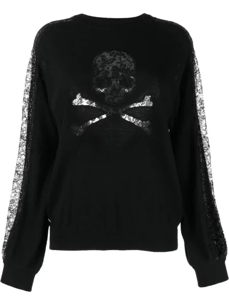 Bluza Philipp Plein z nadrukiem koronkowa czarna